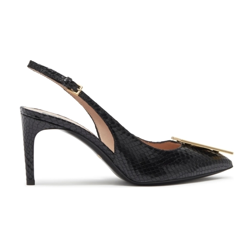 Moschino Snakeskin Embosses Leather Slingback Pump in black size US 7 / EU 37 - Picture 3 of 7